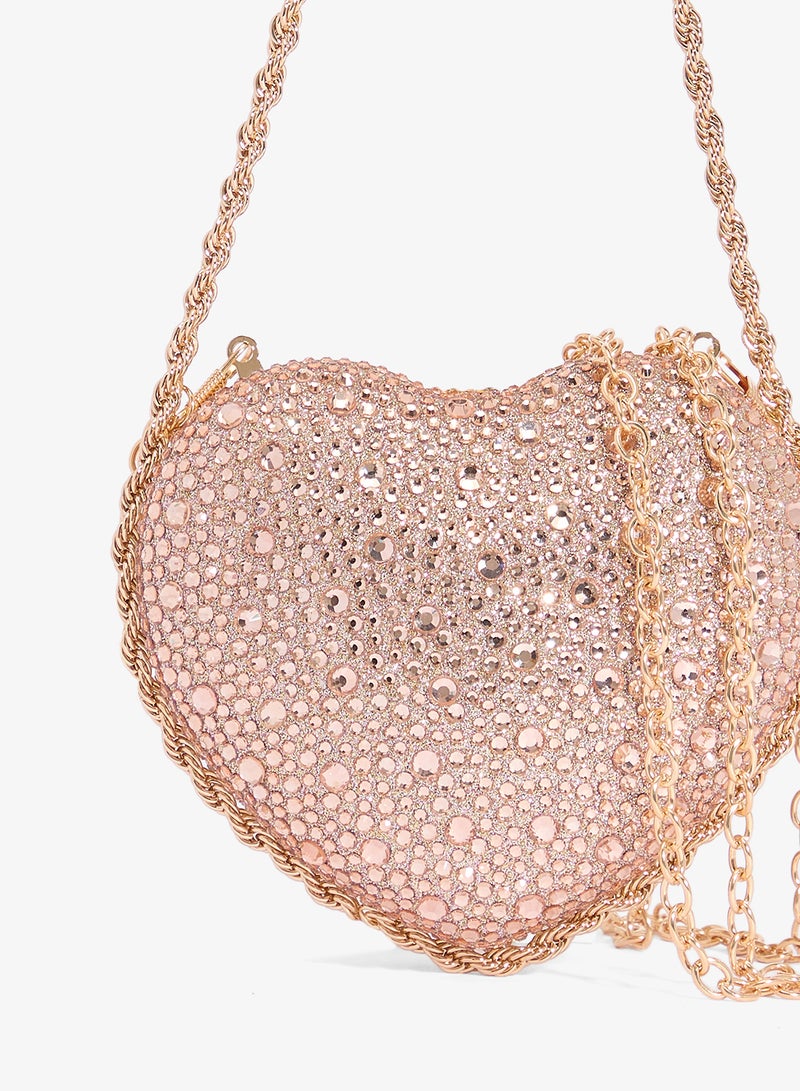 خزانة حقيبة يد نسائية مزينة بالكريستال على شكل قلب - Image 3